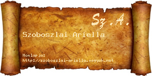 Szoboszlai Ariella névjegykártya
